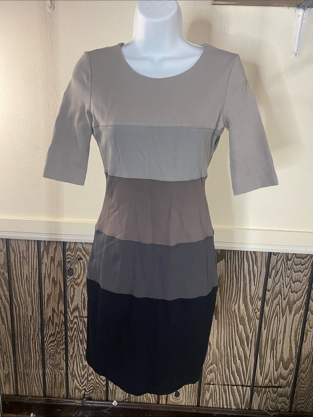 Kelly Ann Pewter CO Neck Long Sleeve Dress